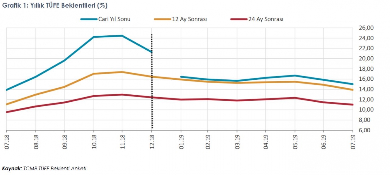 Grafik 1: Yıllık TÜFE Beklentileri(%)